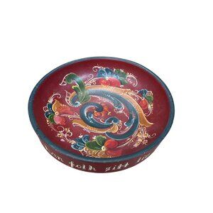 Norwegian Hand Painted Rosemaling wooden bowl by Jacobsen SKU 9668